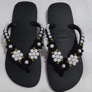 Chaussure perlé noir blanc